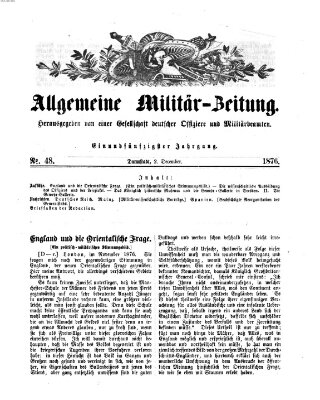 Allgemeine Militär-Zeitung Samstag 2. Dezember 1876