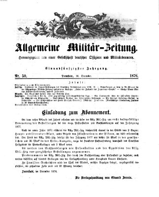 Allgemeine Militär-Zeitung Samstag 16. Dezember 1876