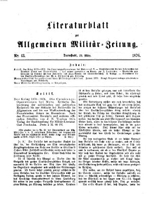 Allgemeine Militär-Zeitung Mittwoch 29. März 1876