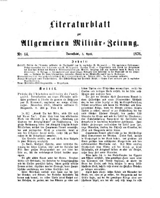 Allgemeine Militär-Zeitung Mittwoch 5. April 1876