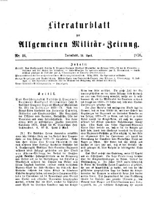 Allgemeine Militär-Zeitung Mittwoch 19. April 1876