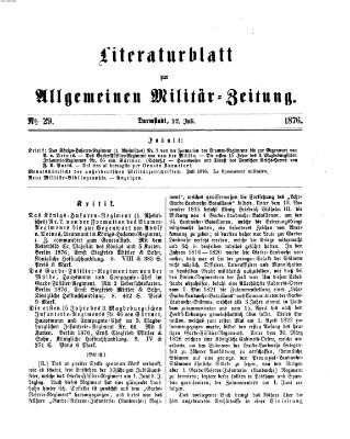 Allgemeine Militär-Zeitung Samstag 22. Juli 1876