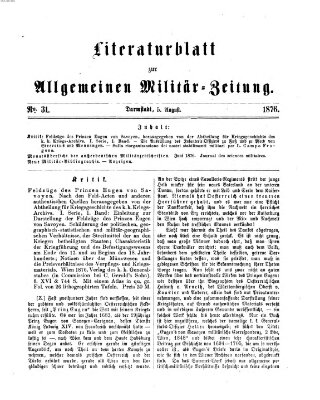 Allgemeine Militär-Zeitung Samstag 5. August 1876