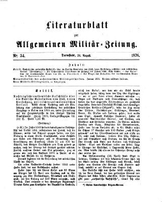 Allgemeine Militär-Zeitung Samstag 26. August 1876