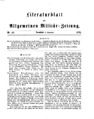 Allgemeine Militär-Zeitung Samstag 4. November 1876