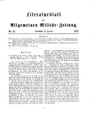 Allgemeine Militär-Zeitung Samstag 30. Dezember 1876