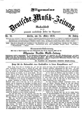 Allgemeine deutsche Musikzeitung Freitag 24. März 1876