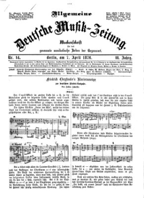 Allgemeine deutsche Musikzeitung Freitag 7. April 1876