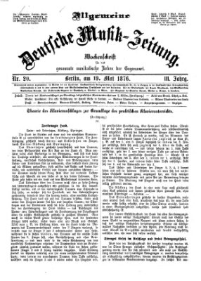 Allgemeine deutsche Musikzeitung Freitag 19. Mai 1876