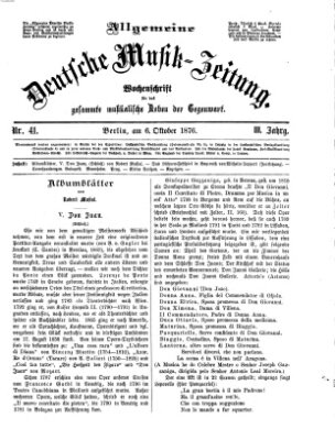 Allgemeine deutsche Musikzeitung Freitag 6. Oktober 1876