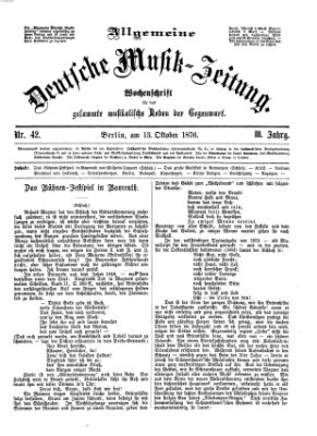 Allgemeine deutsche Musikzeitung Freitag 13. Oktober 1876