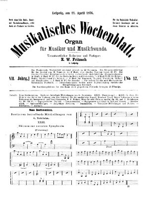 Musikalisches Wochenblatt Freitag 21. April 1876