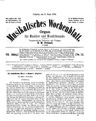 Musikalisches Wochenblatt Freitag 9. Juni 1876