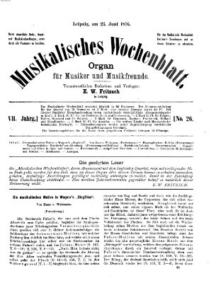 Musikalisches Wochenblatt Freitag 23. Juni 1876