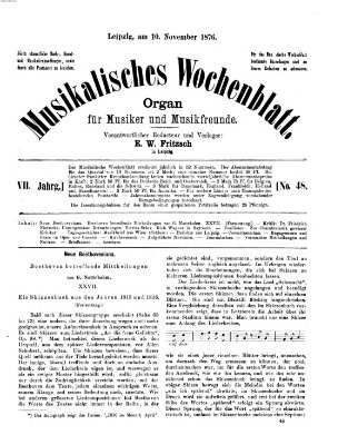 Musikalisches Wochenblatt Freitag 10. November 1876