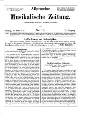 Allgemeine musikalische Zeitung Mittwoch 29. März 1876