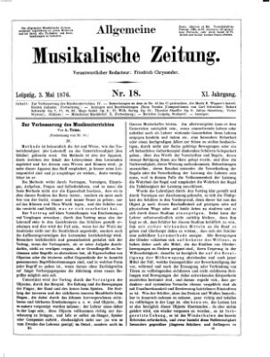 Allgemeine musikalische Zeitung Mittwoch 3. Mai 1876