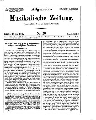 Allgemeine musikalische Zeitung Mittwoch 17. Mai 1876