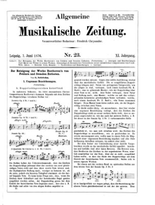 Allgemeine musikalische Zeitung Mittwoch 7. Juni 1876