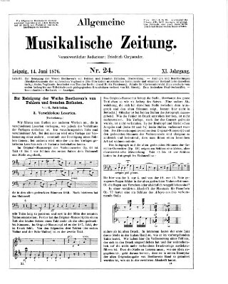 Allgemeine musikalische Zeitung Mittwoch 14. Juni 1876