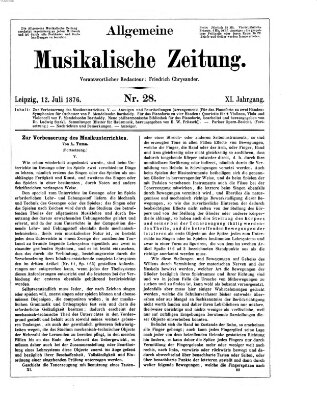 Allgemeine musikalische Zeitung Mittwoch 12. Juli 1876