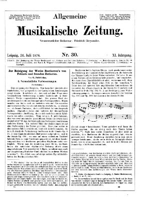 Allgemeine musikalische Zeitung Mittwoch 26. Juli 1876