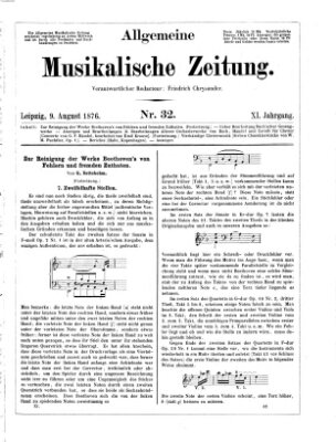 Allgemeine musikalische Zeitung Mittwoch 9. August 1876