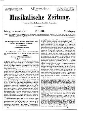 Allgemeine musikalische Zeitung Mittwoch 16. August 1876