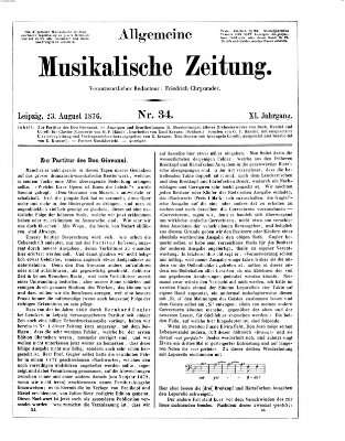 Allgemeine musikalische Zeitung Mittwoch 23. August 1876