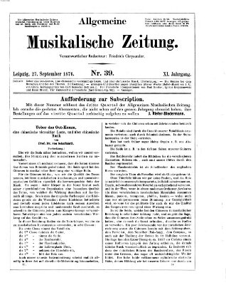 Allgemeine musikalische Zeitung Mittwoch 27. September 1876