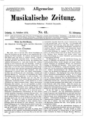 Allgemeine musikalische Zeitung Mittwoch 11. Oktober 1876