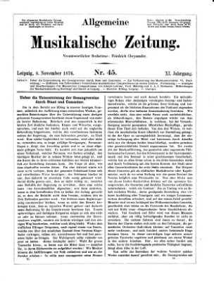 Allgemeine musikalische Zeitung Mittwoch 8. November 1876