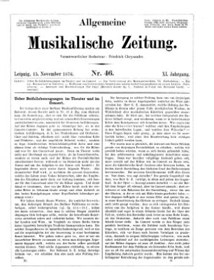 Allgemeine musikalische Zeitung Mittwoch 15. November 1876