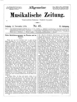 Allgemeine musikalische Zeitung Mittwoch 22. November 1876