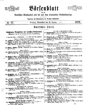 Börsenblatt für den deutschen Buchhandel Samstag 22. Januar 1876