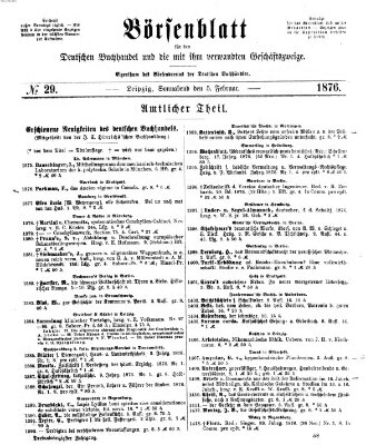 Börsenblatt für den deutschen Buchhandel Samstag 5. Februar 1876