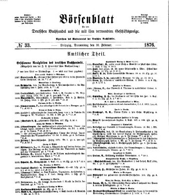 Börsenblatt für den deutschen Buchhandel Donnerstag 10. Februar 1876