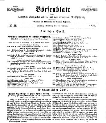 Börsenblatt für den deutschen Buchhandel Mittwoch 16. Februar 1876