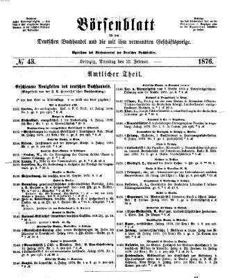 Börsenblatt für den deutschen Buchhandel Dienstag 22. Februar 1876