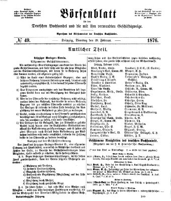 Börsenblatt für den deutschen Buchhandel Dienstag 29. Februar 1876