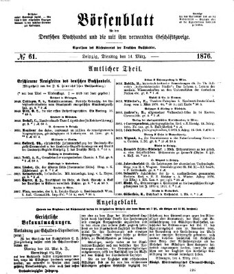 Börsenblatt für den deutschen Buchhandel Dienstag 14. März 1876