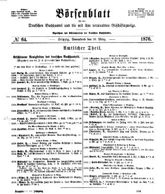 Börsenblatt für den deutschen Buchhandel Samstag 18. März 1876