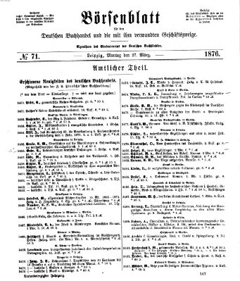 Börsenblatt für den deutschen Buchhandel Montag 27. März 1876