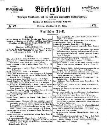 Börsenblatt für den deutschen Buchhandel Dienstag 28. März 1876