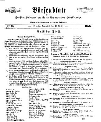 Börsenblatt für den deutschen Buchhandel Samstag 29. April 1876