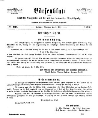 Börsenblatt für den deutschen Buchhandel Dienstag 9. Mai 1876