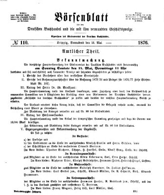 Börsenblatt für den deutschen Buchhandel Samstag 13. Mai 1876