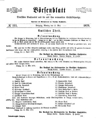 Börsenblatt für den deutschen Buchhandel Montag 15. Mai 1876