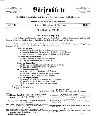 Börsenblatt für den deutschen Buchhandel Mittwoch 17. Mai 1876