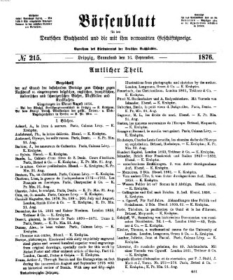 Börsenblatt für den deutschen Buchhandel Samstag 16. September 1876